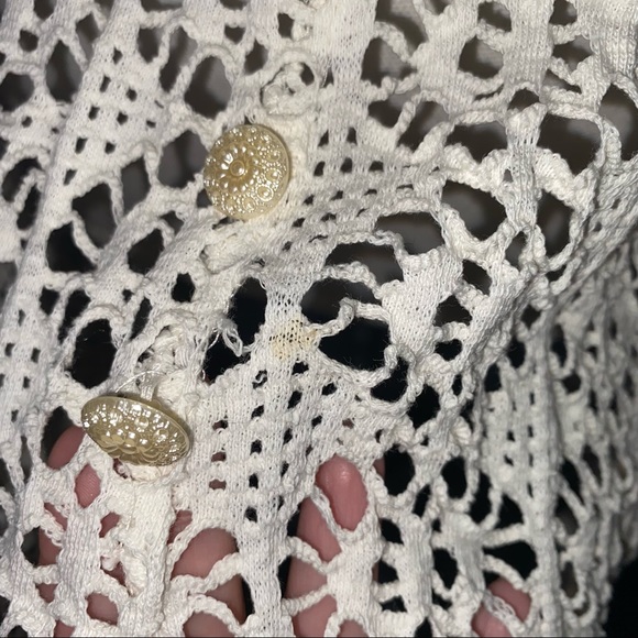 *SOLD* Vintage Mayvens Of California Off White Lace Crochet Dress Large - Picture 6 of 9